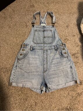 Altar'd State Light Blue Denim Overall Shorts